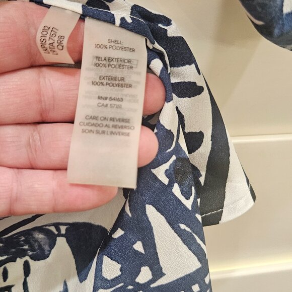 Karl Lagerfeld Paris 3/4 Sleeves Button-Up Blouse Women's S/P Blue & White - Picture 5 of 15